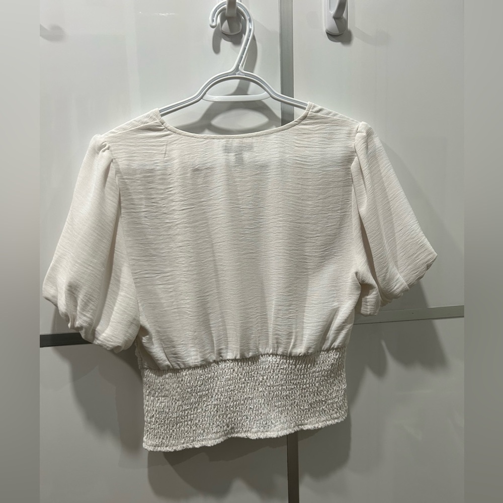 Dynamite Cream Puff Sleeve Ruched Blouse - Picture 2 of 2